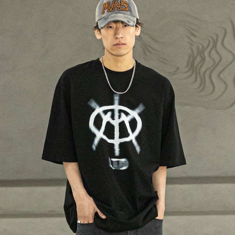 MASSNOUN(マスノウン)の「EMBLEM REAL OVERSIZED SHORT T-SHIRTS MSFTS007-BK(Tops)」