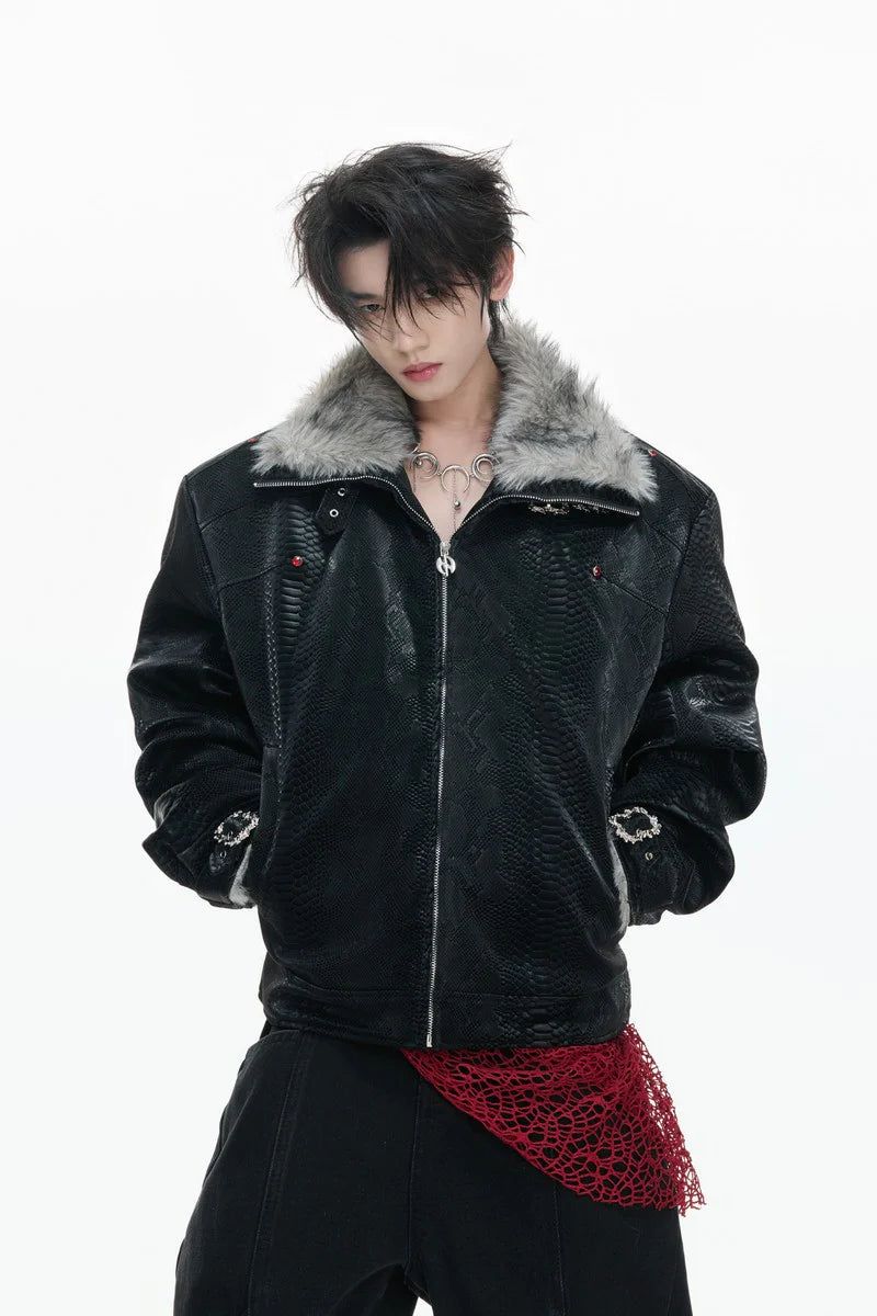Argue Cultureの「Snake Print Puffer Leather Jacket（Jackets/Outerwear）」