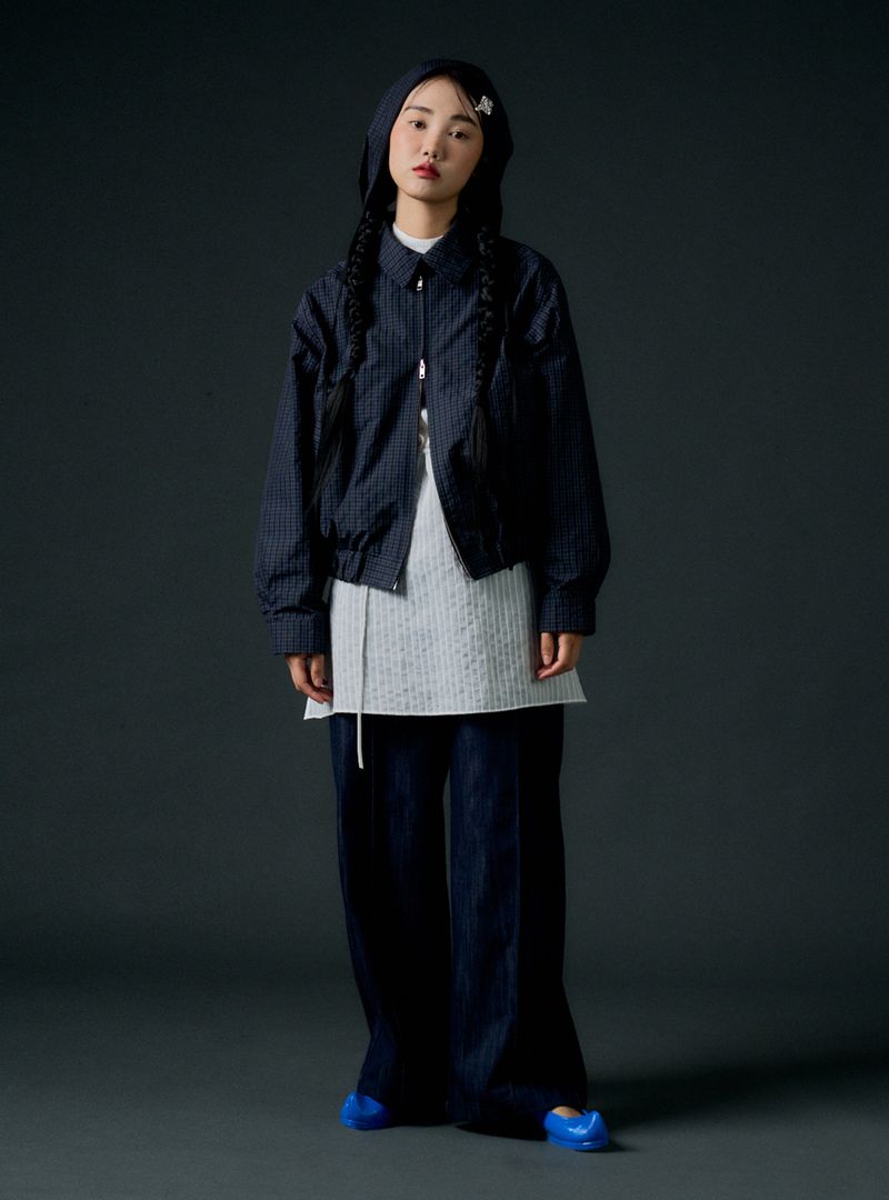 Back string pants (navy)