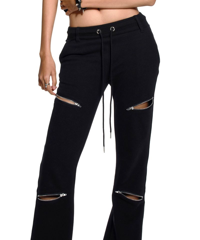 ZIPPER LINE BOOTS CUT SWEATPANTS BLACK