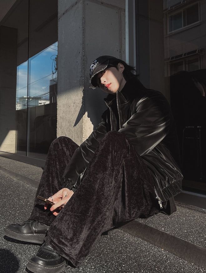Matte velvet crop puffer