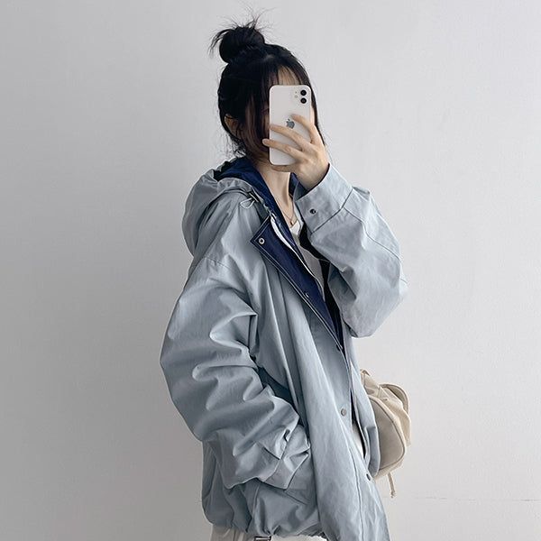 Bitt Two-Way String High-Neck Hooded Field Jacket Jumper (4 colors)