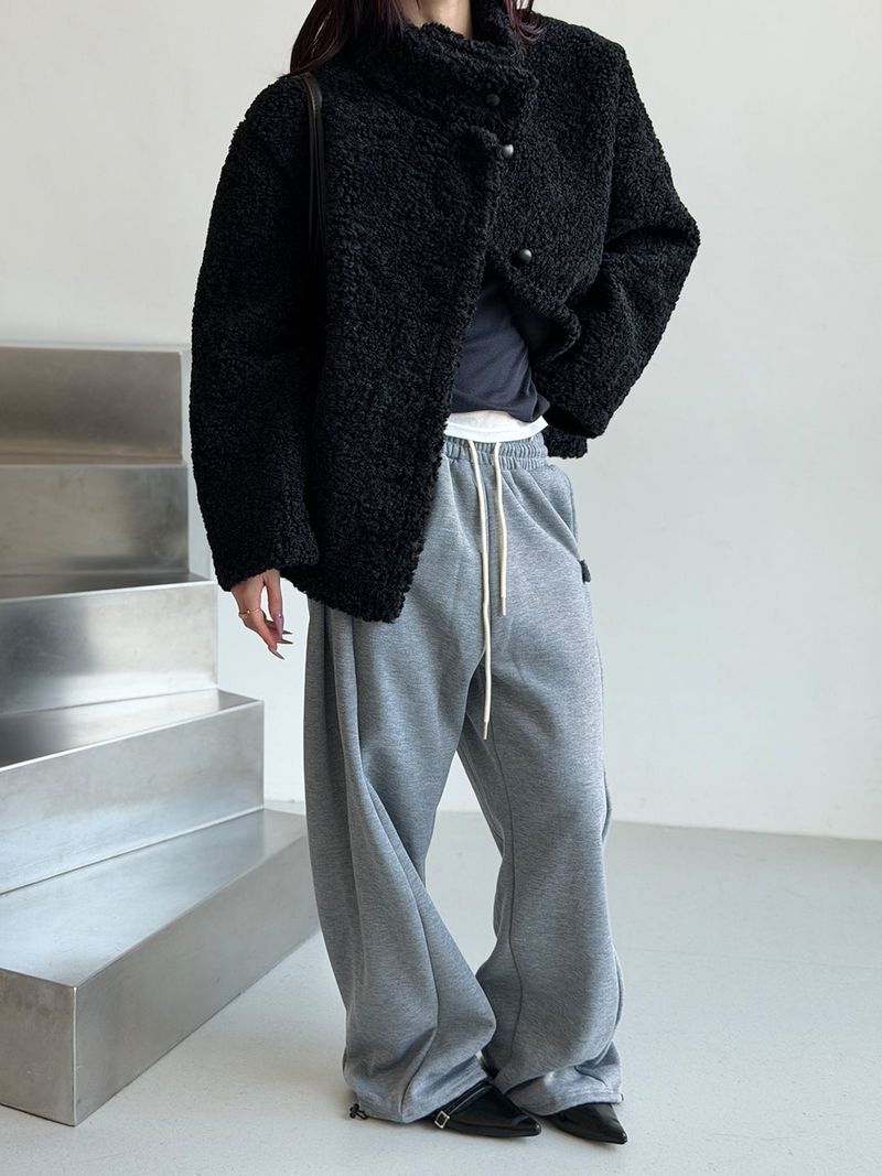 High neck boucle half coat(4color)