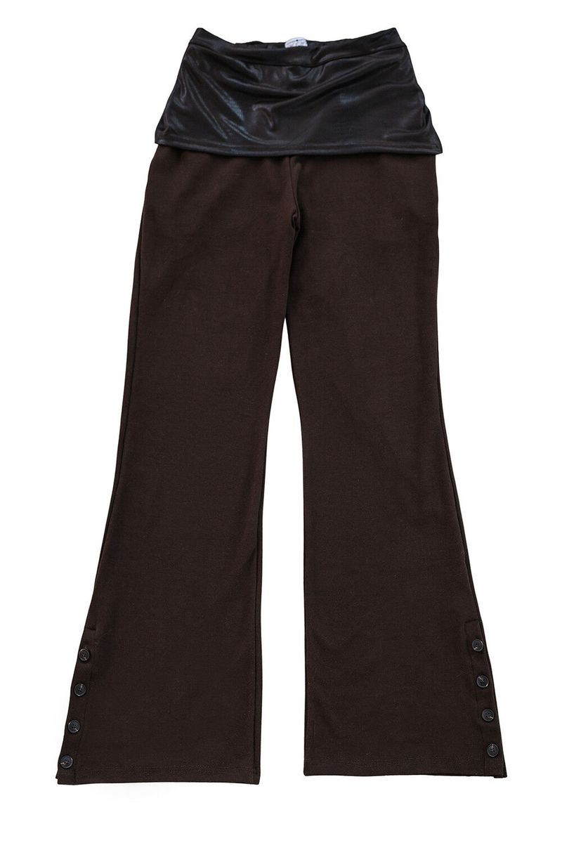 MIAE（ミアイ）の「[ID] レイヤードレザーブーツカットパンツ (ブラウン)（パンツ）」