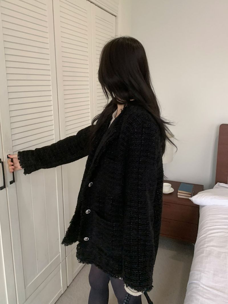 IF classic oversized tweed quilted jacket