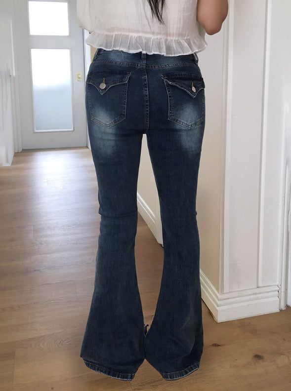 Bev Flip Pocket Bootcut Washing Denim Pants