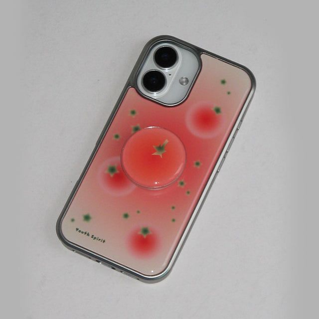 Stylish tomato red silver epoxy case