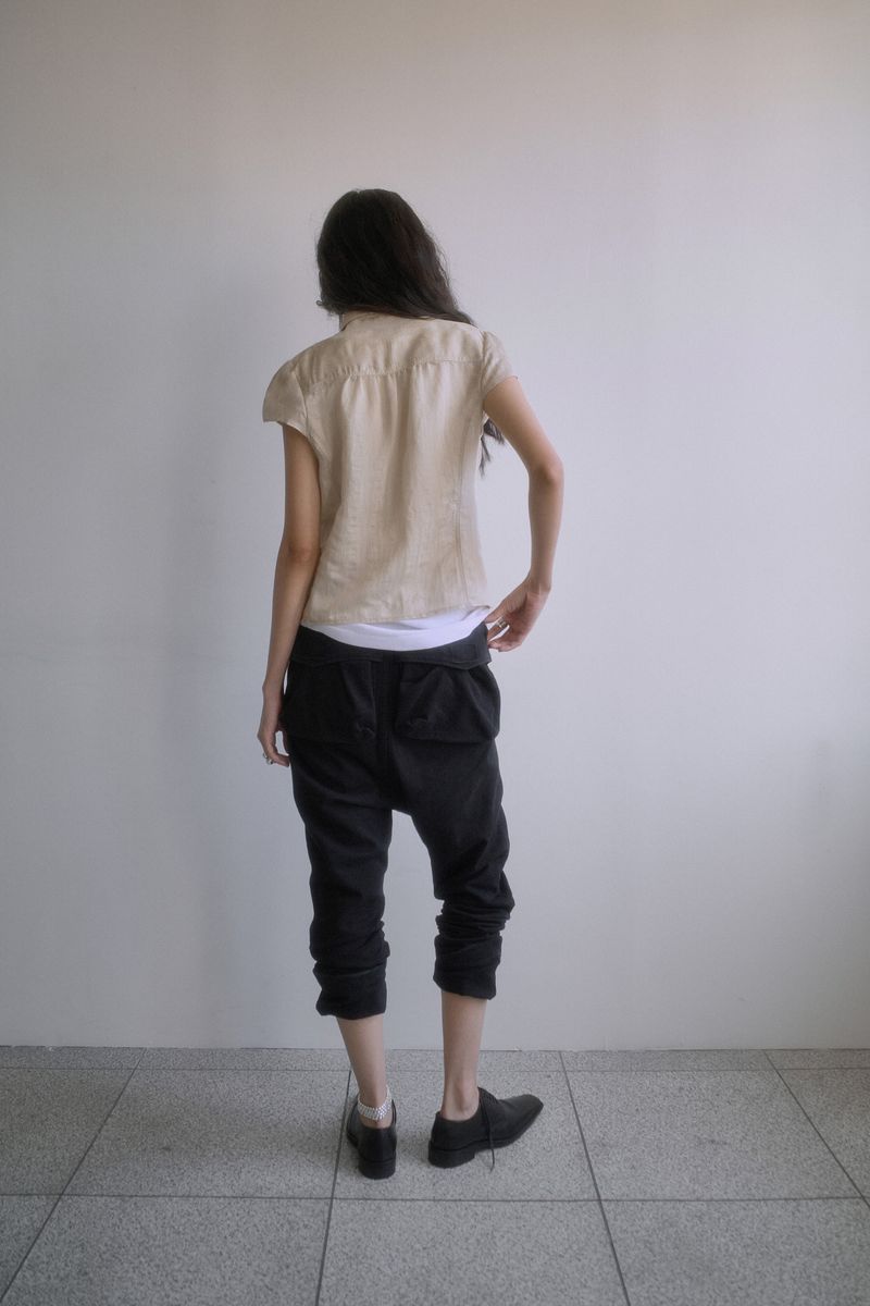 26SS★ WRAP BUTTON CAP SLEEVE BLOUSE