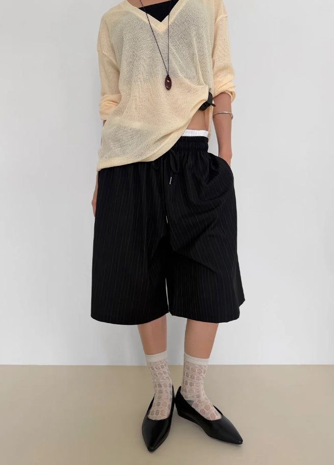 LINEN DEEP V-NECK KNIT