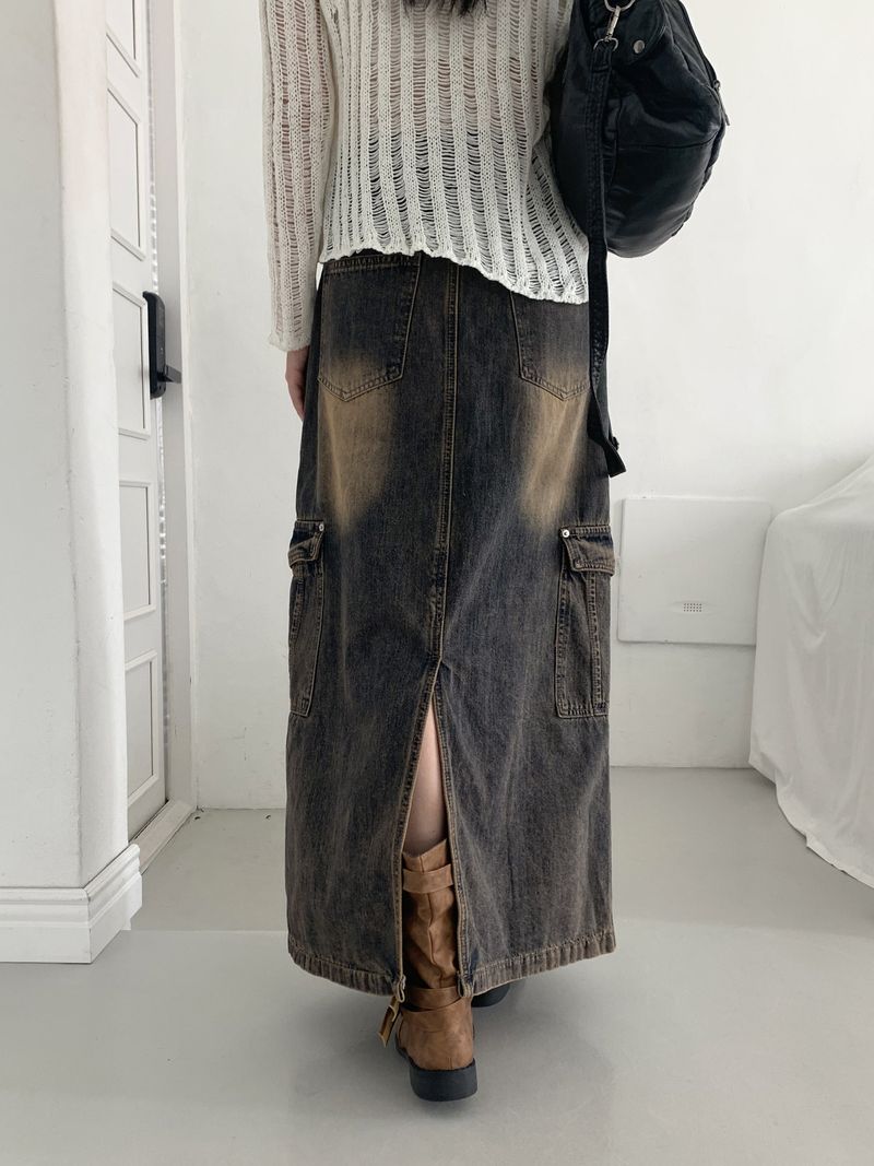 Parform Remedy Washing Long Denim Skirt