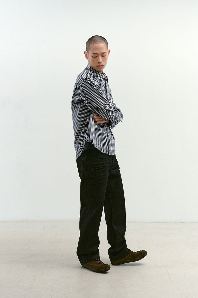 3D Fit Embossed Denim Pants (Black)