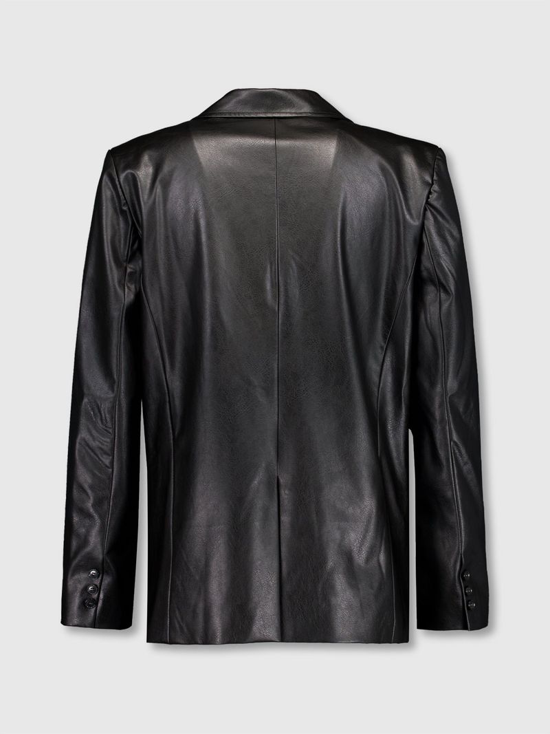 Circle Leather Blazer (Black)