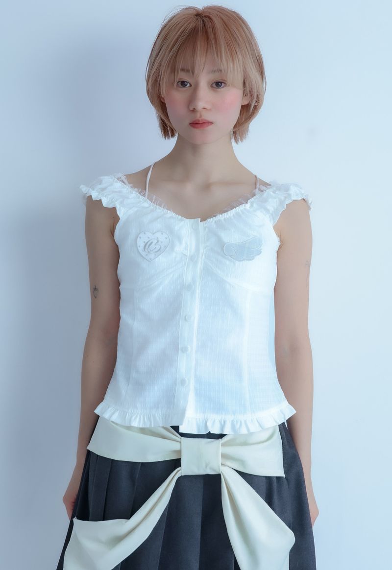 LITALMUTE（リタルミュート）の「LMpatch frillblouse(white)（Tops）」