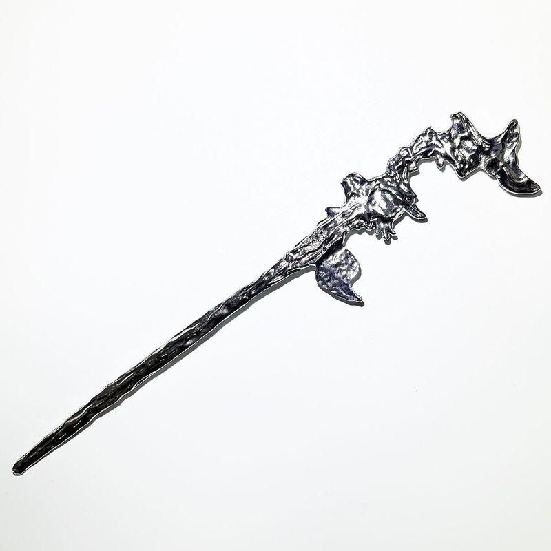Silver black cubic geometry ornamental hairpin