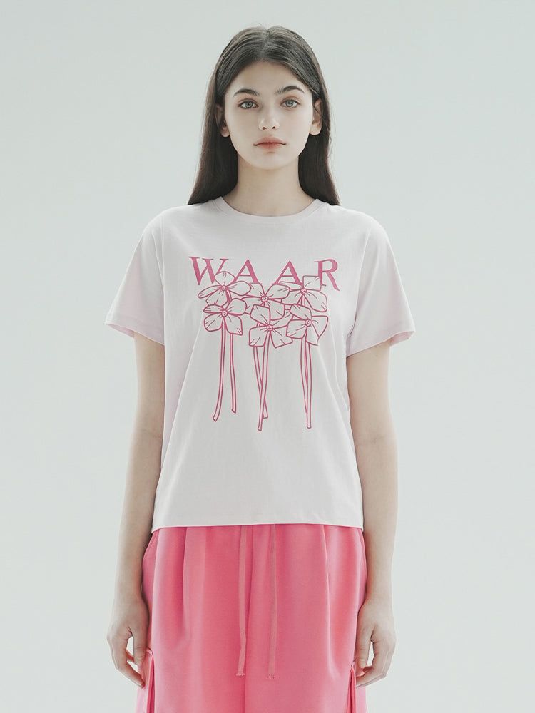 WAAR(ワル)の「T1009 W FLOWER T-SHIRT_PINK(Tops)」