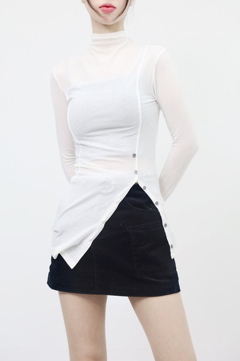 NONCODE（ノンコード）の「Rhonda Slit Wool T-Shirt（Tops）」