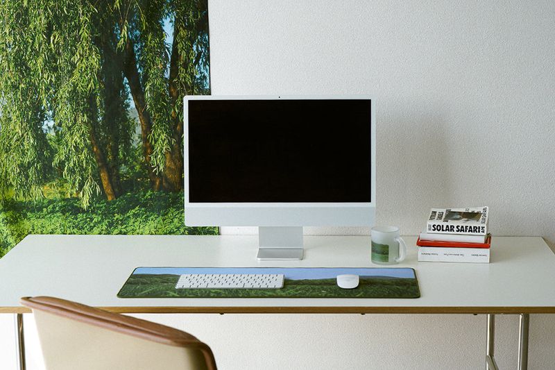 green grass desk mat