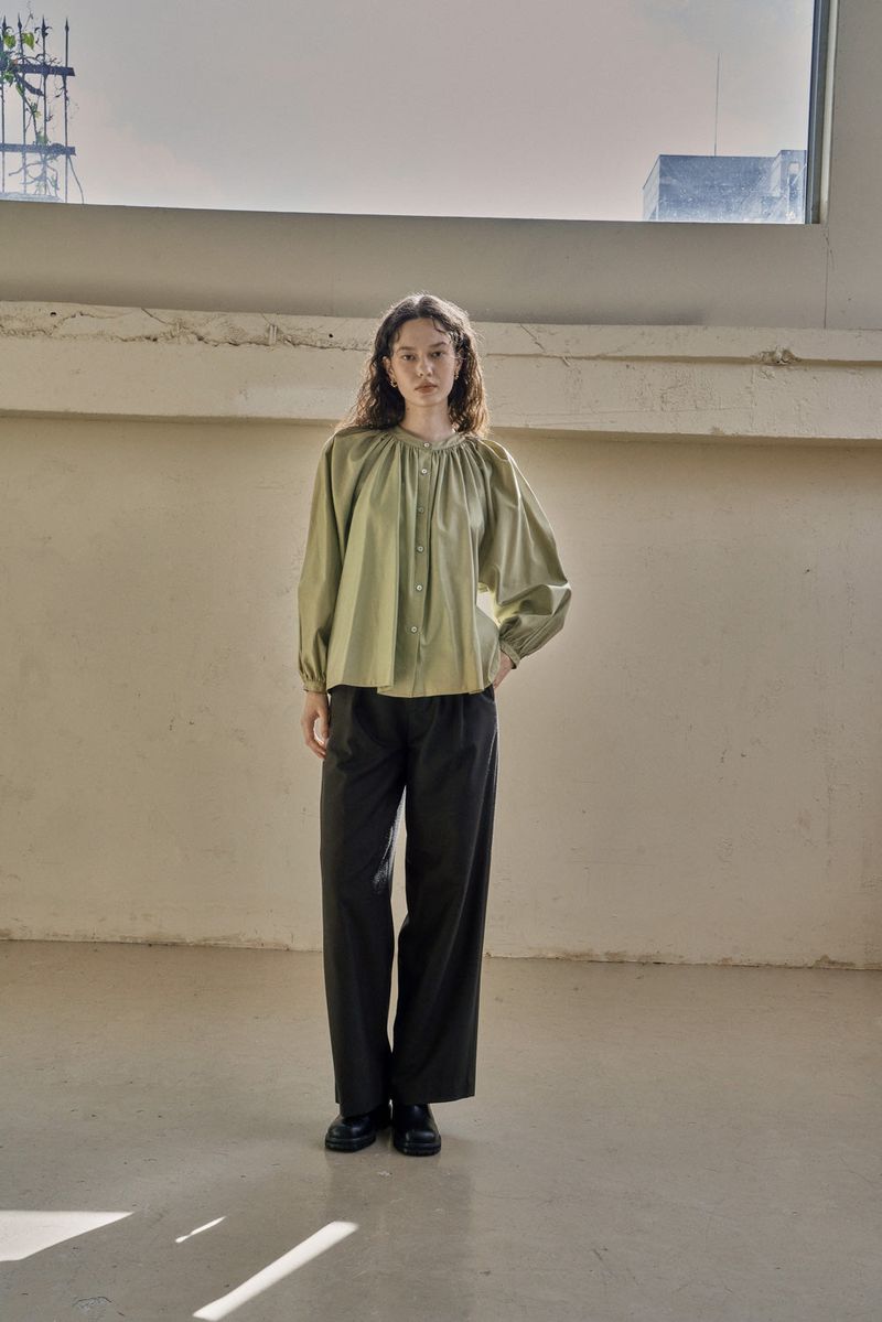SHIRRING PUFF BLOUSE_MINT