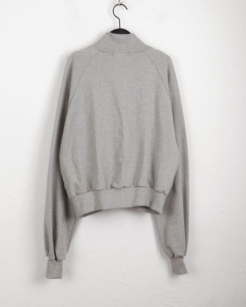 Fringe shirring pleated high neck zip-up
