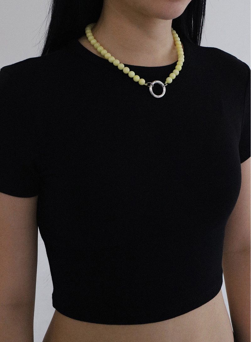 [MADE] Capsule02 Silver Open Pendant Gemstone Necklace _Yellow