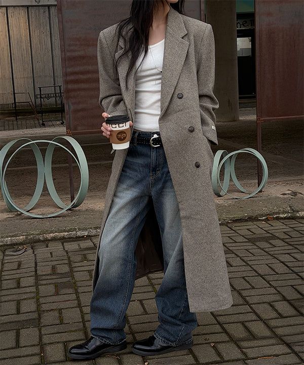 [Wool 50] Max hidden wool long coat(3color)