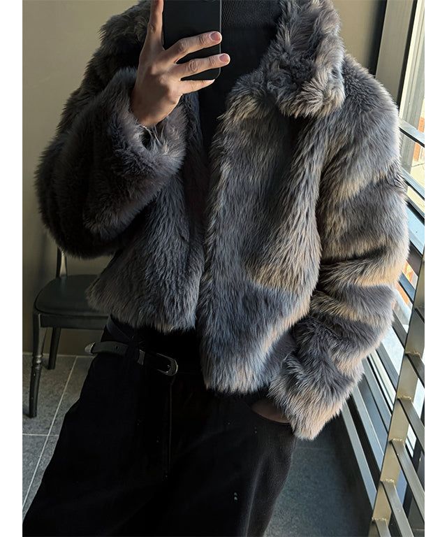 LAURANT（ロラン）の「[Unisex] クロップグレイッシュファージャケット（ジャケット/アウター）」