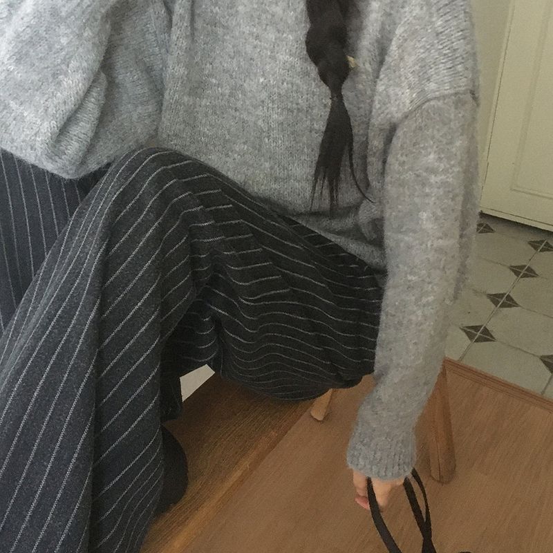 Mocken Stripe Wool Two-Way Wide Pants