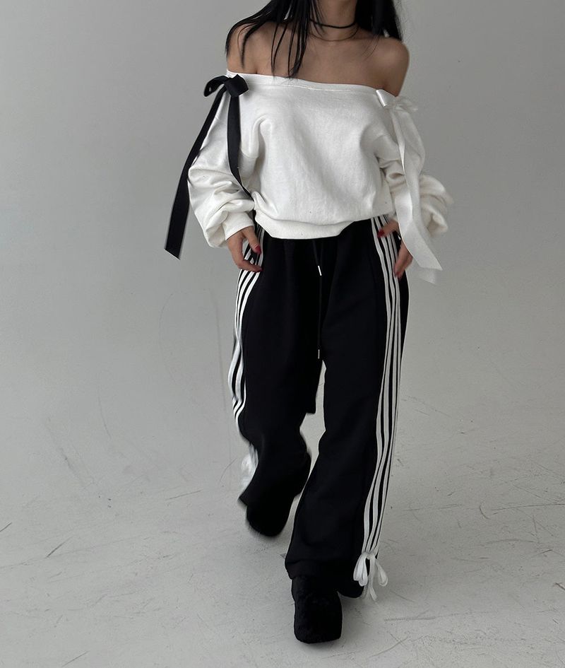 Ribbon Track Wide Pants