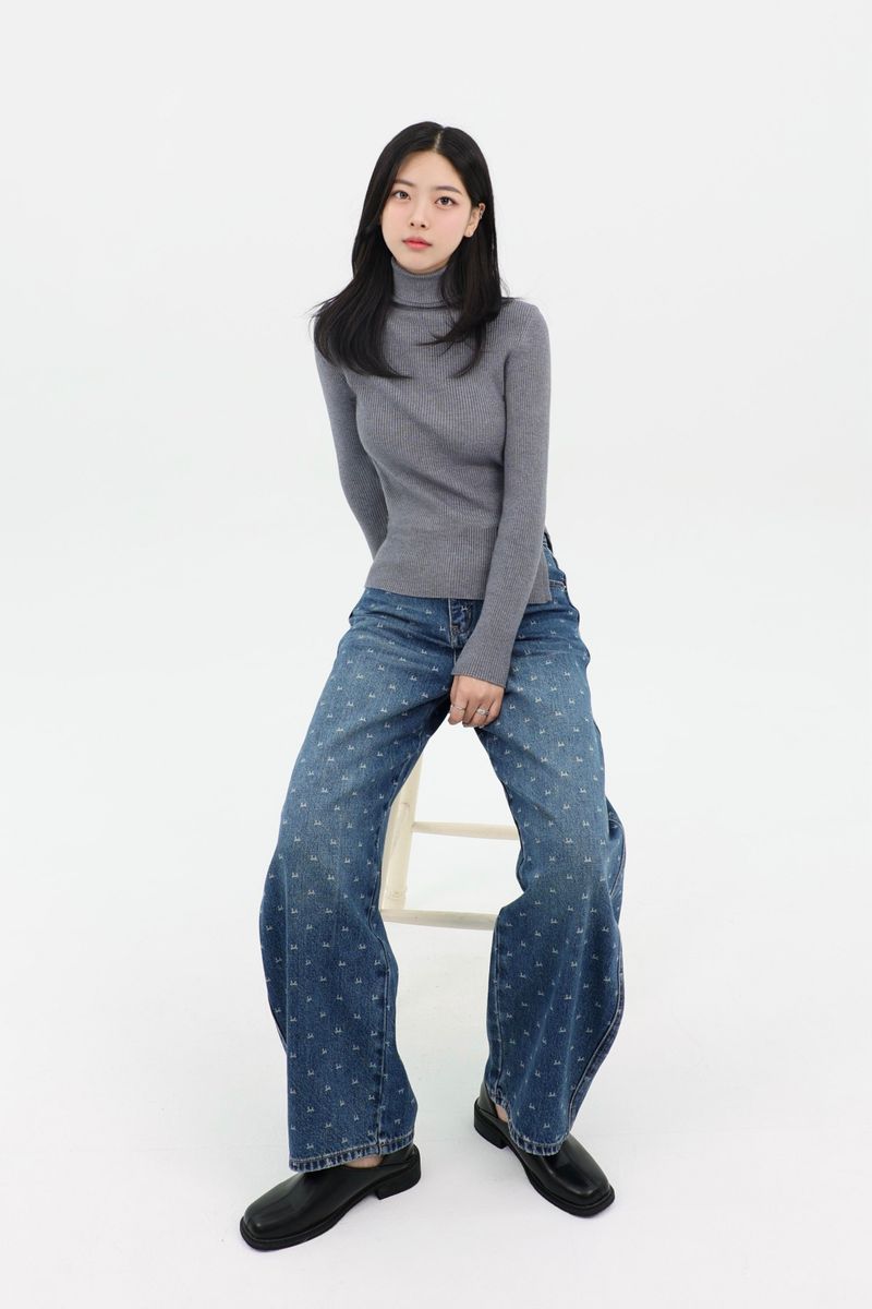 RIBBON-DYED CURVED FIT DENIM_BLUE code 26015
