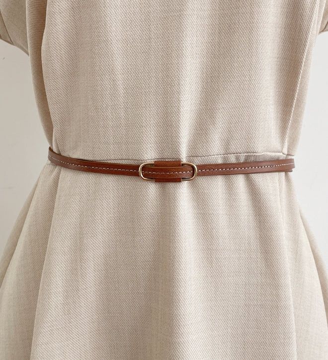 Beshu Diagonal V-collar Long One Piece (Belt set)