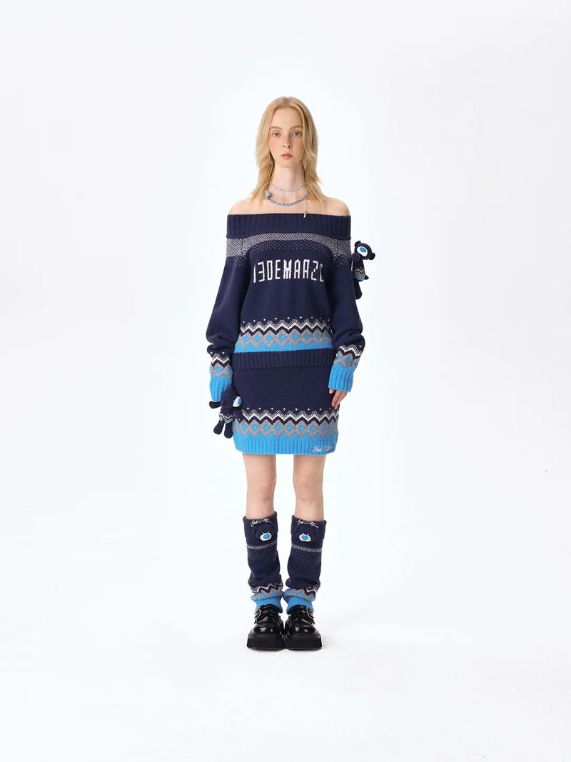 13DE MARZO(トレセ・デ・マルゾ)の「13DE MARZO Fair Isle Leg Warmer Navy Blue(Fashion Accessories)」