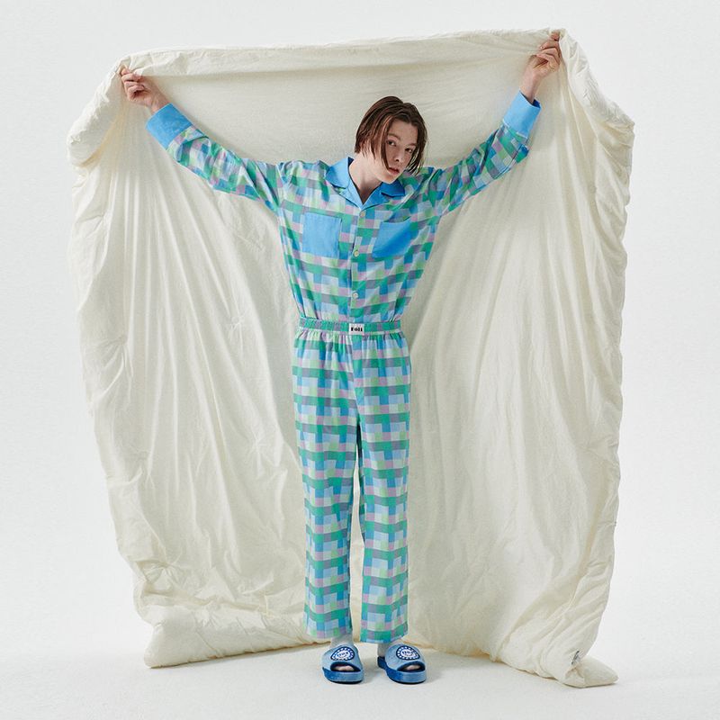 Foli(フォリー)の「(M) Blue Pastel Grid PJ Set(Pants)」