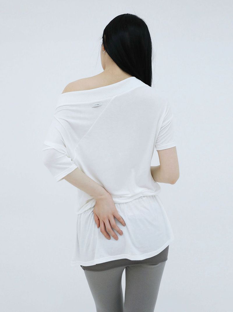 DRAPE BAND OFF SHOULDER TOP(IVORY)