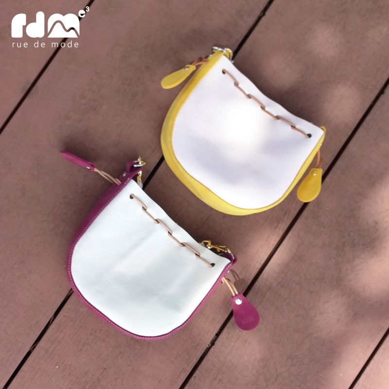 Color-blocking Genuine Leather Drawstring Bag