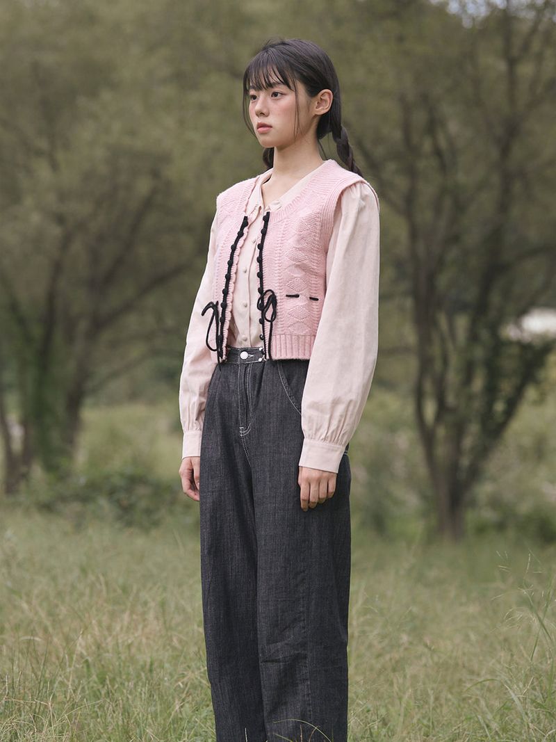 Petite Ribbon Knit Vest (2colors)