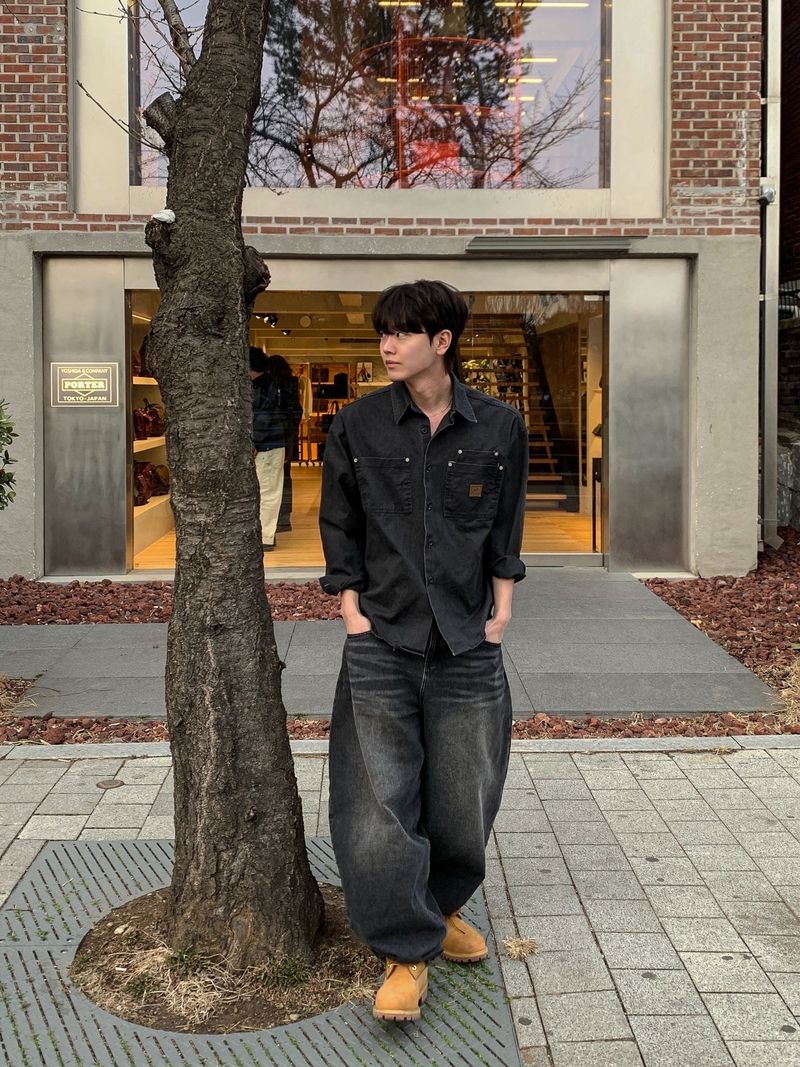 후쿠이 더블 패치 워크 셔츠