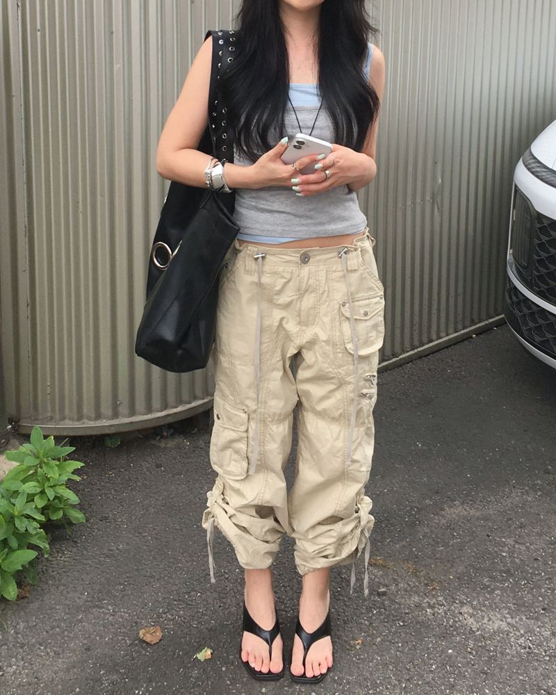 (2way) Vintage cargo string pants
