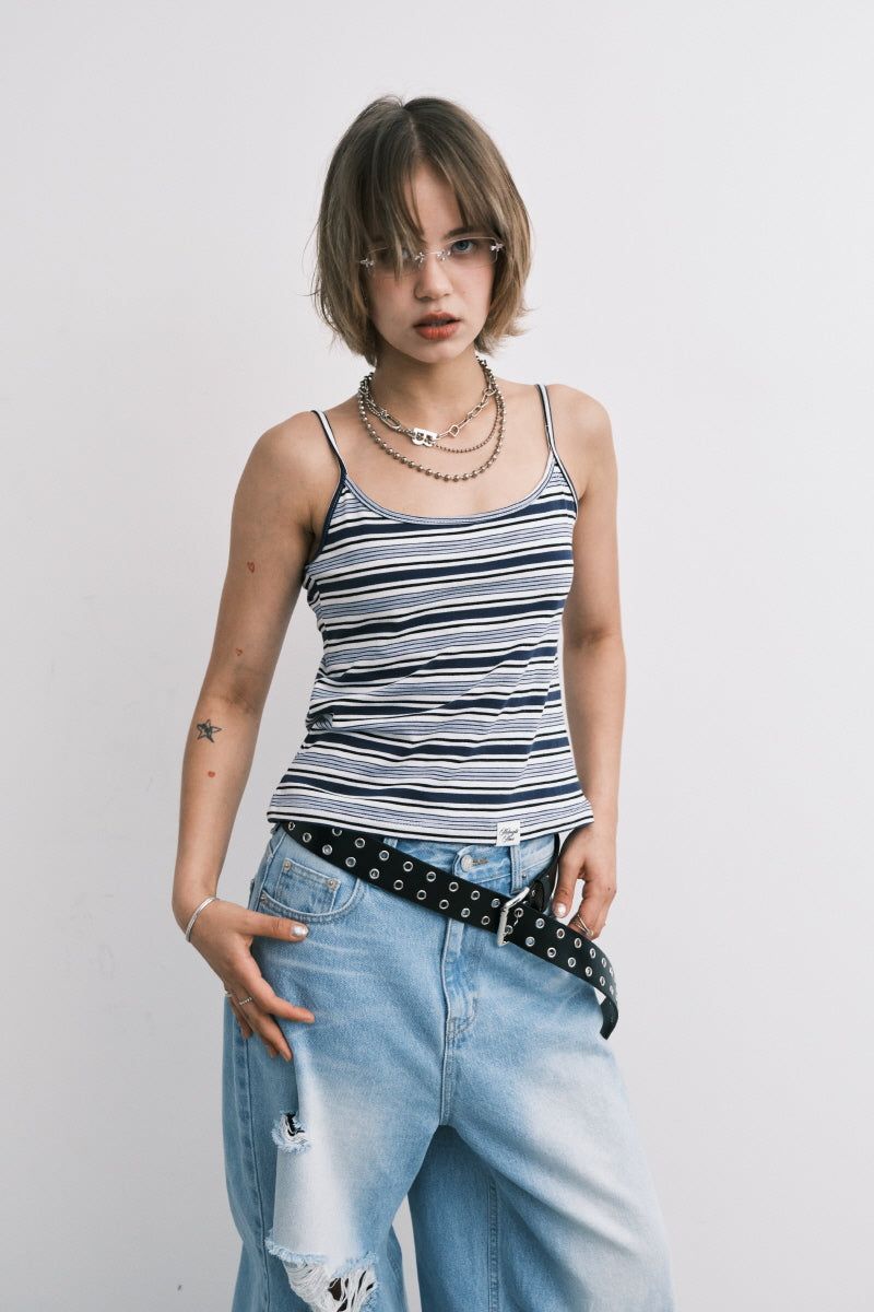 stripe sleeveless (blue)