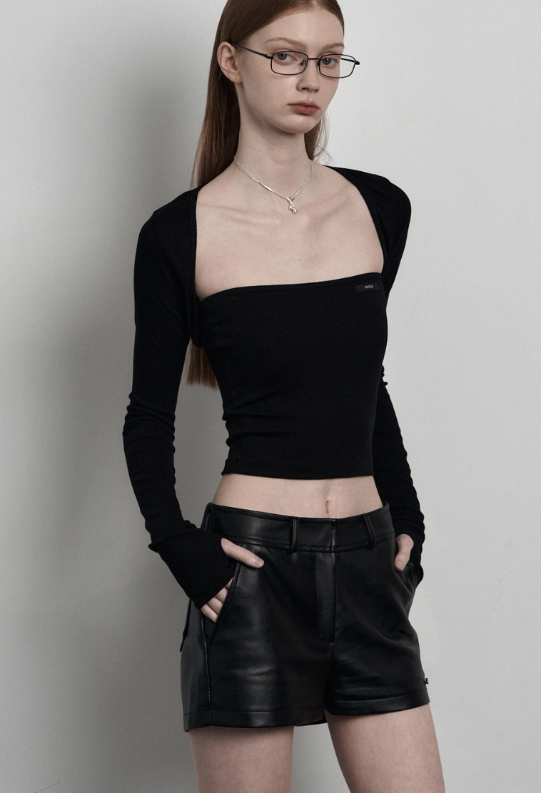 [mnem] pure padded tube top (black)