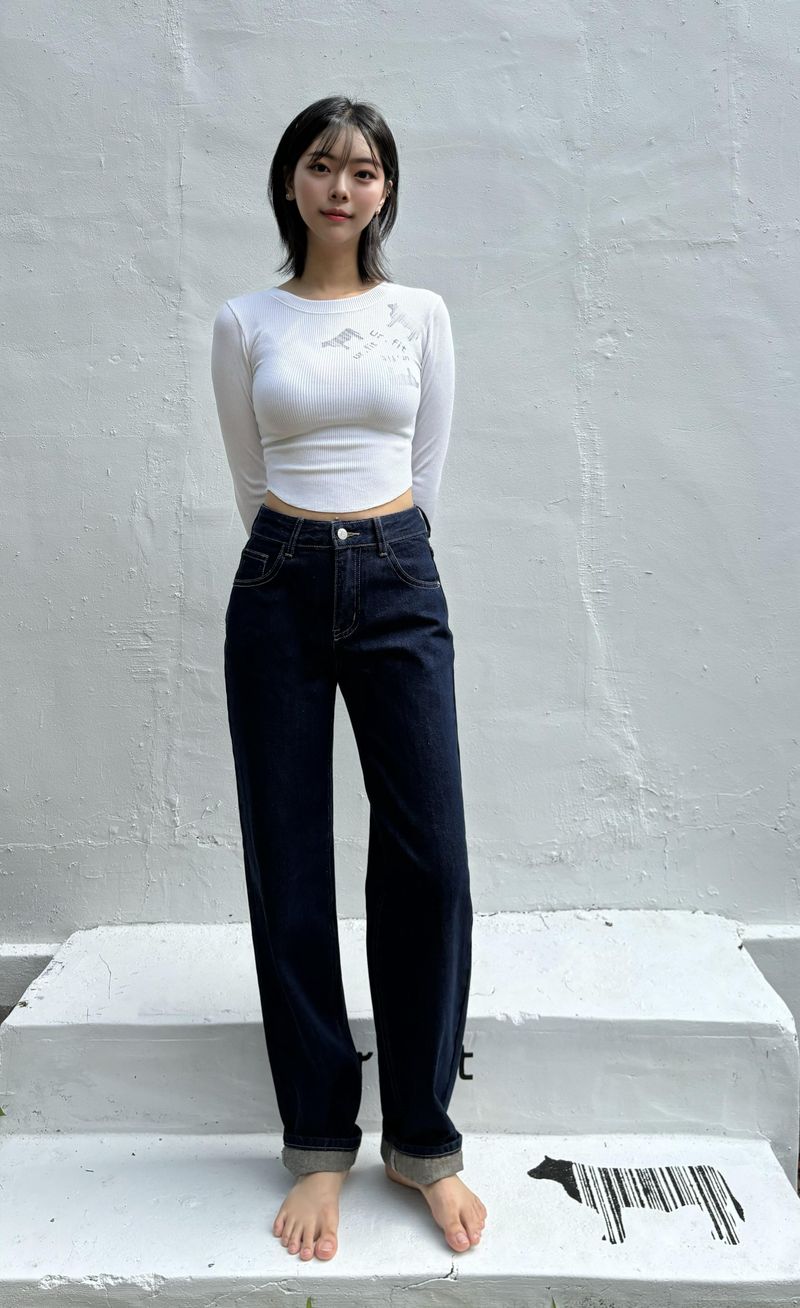 DARK BLUE STANDARD FIT DENIM PANTS code 23003