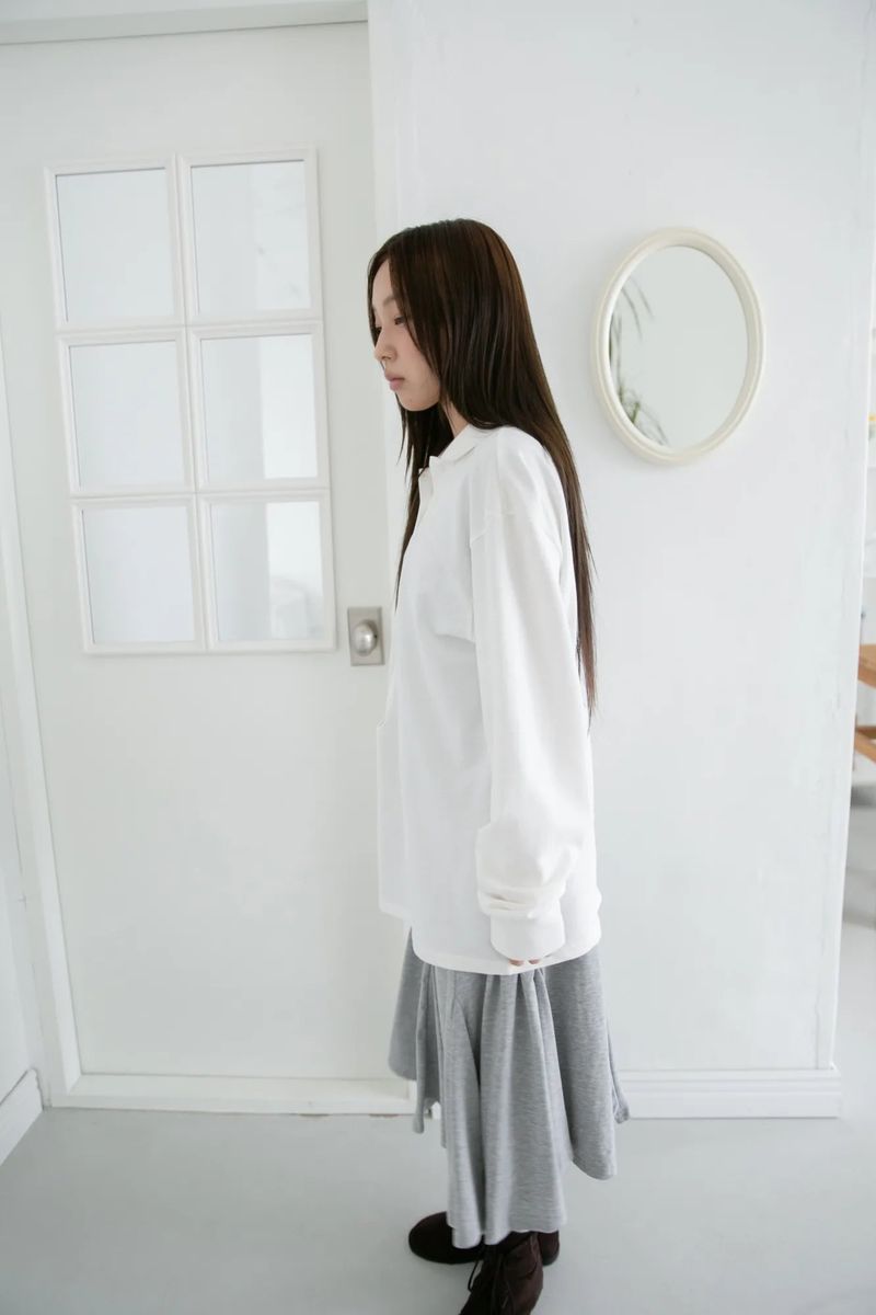 open button collar top(2colors)