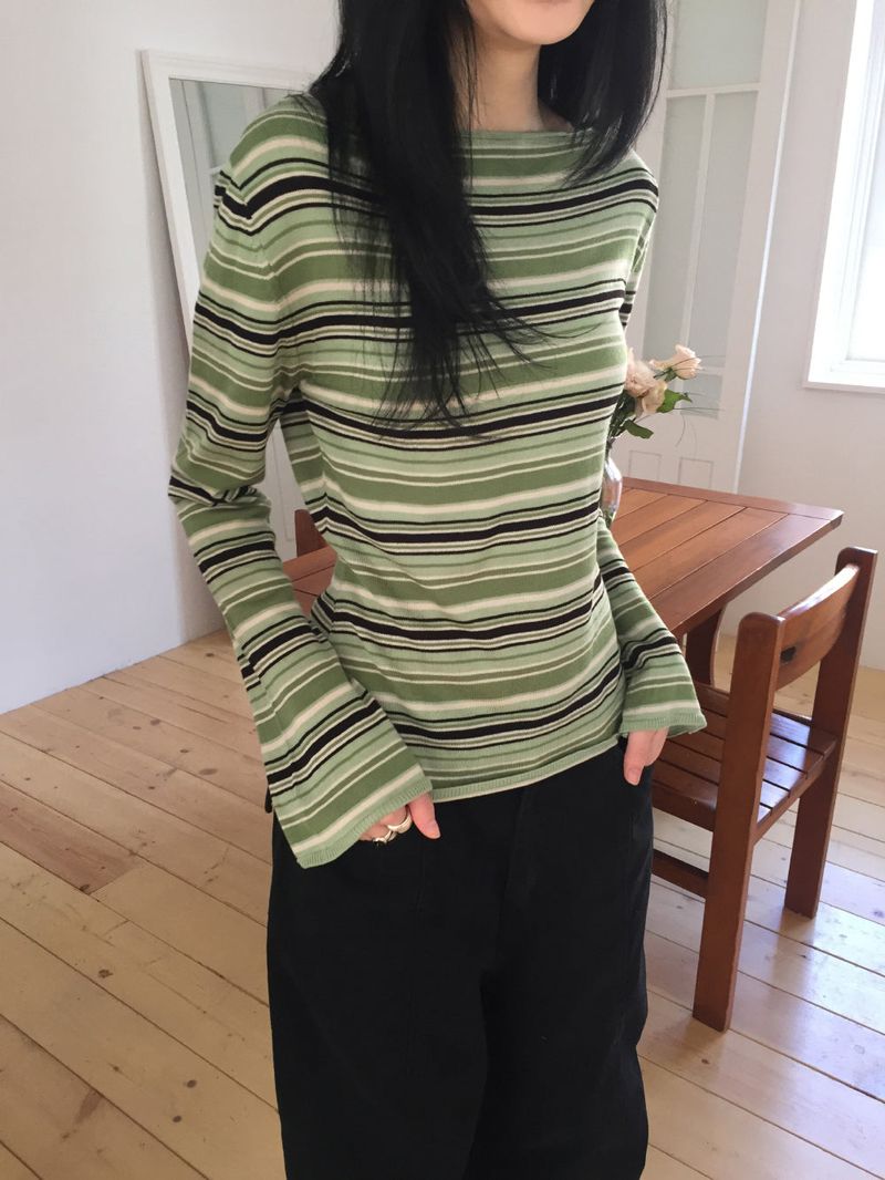 howu（ハウユ）の「Trini Boat Neck Airy Jewel Knit (3c)（Tops）」