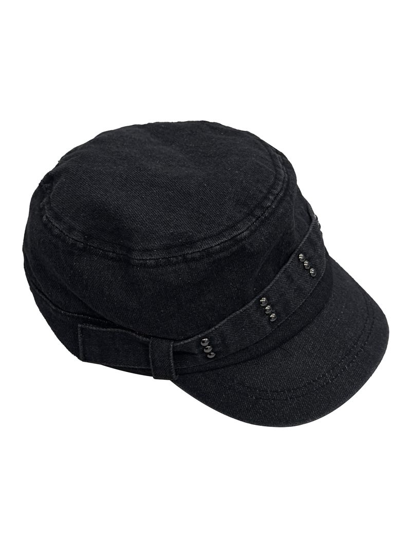studded denim cap