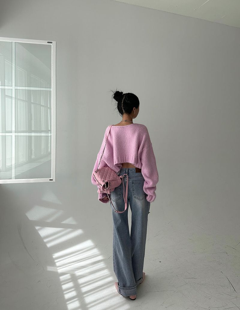 Salt wool cropped knitwear (pink)