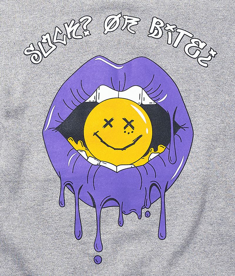 PURPLE LIP HOODIE gray