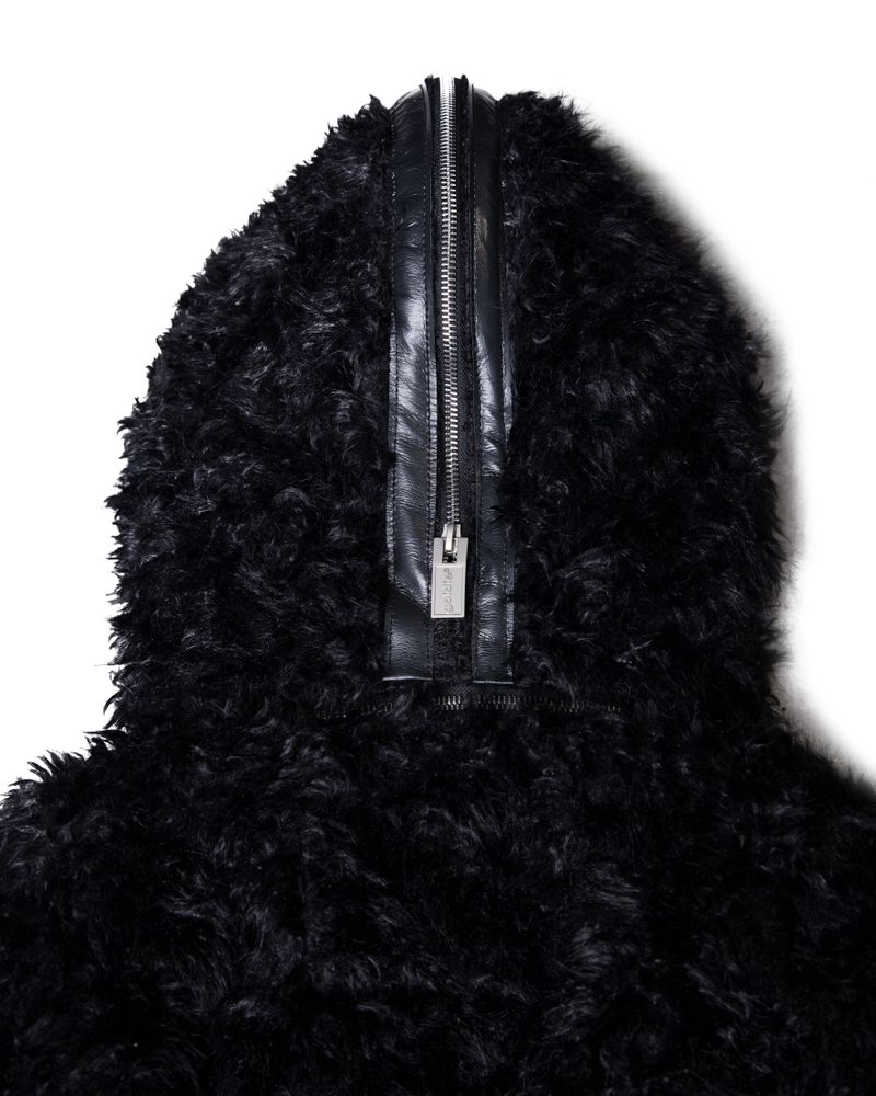 FAUX FUR MULTI ZIPPER BLACK JACKET