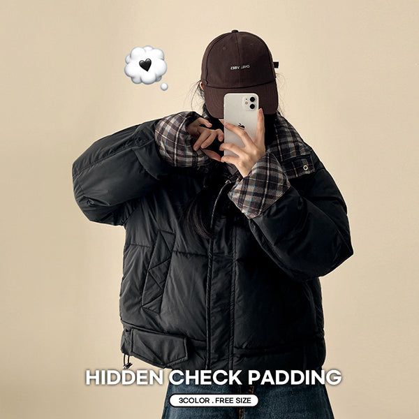 Pomi checkered lining padded jumper