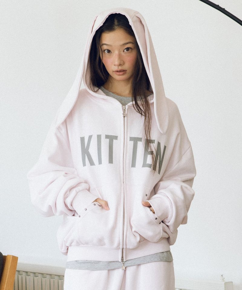 cavish（カビシ）の「KITTEN EARS ZIP UP HOODIE PINK(CV2GFFM484A)（Tops）」