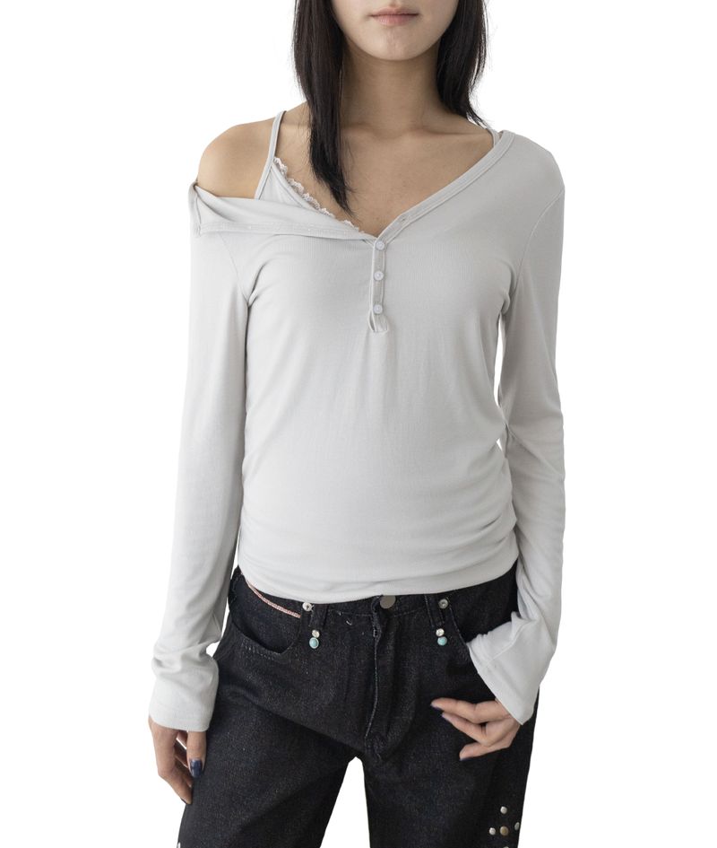 (Set) Mina V-Neck Layered T-Shirt