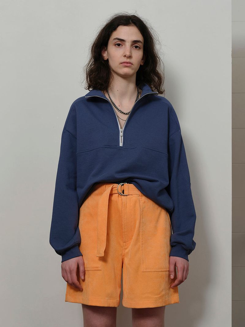 YOUNGOH(ヨンオ)の「HALF ZIP SWEAT SHIRT BLUE(Tops)」